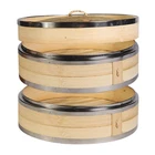 Hcooker 2-TIER Kitchen Bamboo Steamer Stainless Steel Rings For Asian Cooking New. Price: $60.37.
