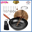Carbon Steel Pan, 14 Piece Woks & Stir-fry Pans Set With Wooden Lid Cookwa New. Price: $61.26.