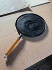 Vintage Country House By Krischer 12" Round Cast Iron Grill Griddle Wood Handle Used. Price: $75.00.