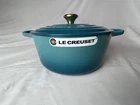 Creuset Enameled Cast Iron Signature Round Dutch Oven 7.25QT #28 Bleu Riviera New. Price: $325.00.