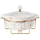 Jinsongdafa 8.7" Ceramic Casserole Dish With Glass Lid And Gold Rack, 2 Quart... New. Price: $122.53.