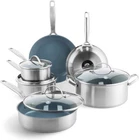 Greenpan Treviso 10 Piece Cookware Pots And Pans Set, Silver New. Price: $325.35.