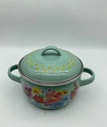 Pioneer Women Turquoise Breezy Blossom Enamel Steel 1.5 Quart Dutch Oven Used. Price: $24.00.