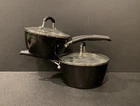 Lot Of Bialetti 1 2QT Ceramic Plus Sauce Pan With Glass Lid Black Grey Used. Price: $29.99.