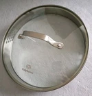 Calphalon 9" Glass Lid Replacement Stainless Steel Rim Vented Strainer # 1083720 Used. Price: $13.90.