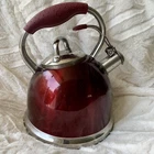 Wolfgang Puck 2.45QT Tea Kettle Red Pad Handle Stainless Steel 032015 With Top Used. Price: $21.72.