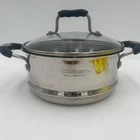 Cuisinart Stainless Steel Steamer Insert With 2 Side Handles Glass Lid Used. Price: $22.00.