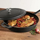 Tramontina 12".5 Covered Cast Iron Skillet W/ Stainless Steel Knob Lid New. Price: $86.30.