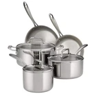 Tramontina Cookware Set Tri-ply Clad Stainless Steel Glass Lids Durable 5-PIECE New. Price: $229.94.