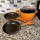 Rachael Ray Porcelain Nonstick 3PC Set 2 Fry & Stockpot Glass Lid Used. Price: $38.00.