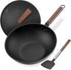 Carbon Steel Wok, 13-INCH, Pre-seasoned, Non-stick, With Lid And Spatula, Flat New. Price: $48.99.