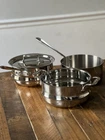 All Clad 4 Piece Set D3 Stainless Qt Steamer Pan Used. Price: $174.95.
