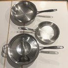 Kirkland Signature Prof. Copper Core 10 & 8.5" Skillets 3.5 Qt Saute Pan Lid Used. Price: $124.99.