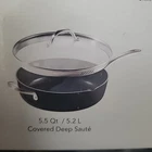 Tramontina Non-toxic Ceramic Non-stick 5.5 Qt Covered Deep Saute Pan New. Price: $72.50.
