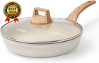 8 Inch Frying With Lid,white Granite Skillet Omelet Pans, New. Price: $27.11.