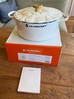 Creuset Enameled Cast Iron Petal Round Casserole 26 Cm 5.5 Qt White New. Price: $549.99.