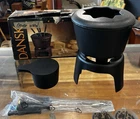 Dansk Fondue Set Cast Iron Pot Stand Forks Burner Brand New W/box. Price: $44.00.