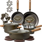 Carote 21-PCS Cookware Non-stick Pots & Pans Set With Utensils (dk Green) New. Price: $164.99.