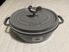 Staub Cast Iron 5.75-QT Coq Vin Cocotte Graphite Grey, Made France New. Price: $220.00.