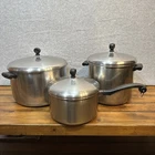 Vintage Farberware Stainless Steel Cookware Set 3 Pots W/lids Usa Aluminum Clad Used. Price: $59.99.