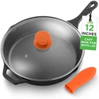 Nutrichef 12-INCH Cast Iron Skillet W/lid (1-PIECE Set), Black New. Price: $63.99.