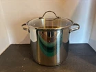 Chefmate Cookware 8QT Stainless Steel Stock Pot With Glass Lid Used. Price: $21.99.