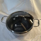 Hexclad Non-stick Stainless Steel Stockpot Glass Lid Silver Black Induction New. Price: $89.95.