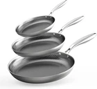 Cooker King Stainless Steel Set Of 3 (8+10+12 Inch), Nonstick Frying Pans, New. Price: $116.36.