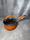 Rare Rachel Ray 2 Quart Stock Pot Pan Orange Handle Glass W/ Lid Cookware Used. Price: $25.00.