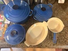 Creuset 24 Blue Enameled Cast Iron Round Dutch Oven W/ Lid Double Handle New. Price: $299.00.
