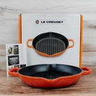 Le Creuset Signature Cast Iron 9.75 Inch Round Deep Grill Pan, Cerise - New. Price: $169.95.