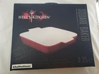 Hells Kitchen Stoneware Square Baker 2.25 Qt Enameled Interior Exterior Red. Price: $27.99.