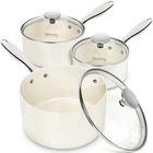 Michelangelo Sauce Pan Sets - Ceramic With Lid, 1+2+3 Quart, White New. Price: $85.99.