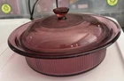 1980'S Pyrex Vision V-31-B 1Q 1L Cranberry Red Color Dish Cookware With Lid Used. Price: $24.99.