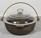 Vintage Cast Iron 2 Qt Dutch Oven Bean Pot Kettle Glass Lid Bail Handle Usa Used. Price: $54.87.