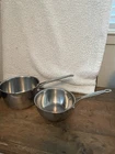 Cuisinart Stainless Steel Pots/pour Saucepans 1QT & 2QT No Lids Used. Price: $28.00.