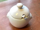 Wm Bartleet & Sons Ceramic White Small Sugar Jam Pot With Spoon Used. Price: $24.99.