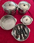 Triplinox 17 Piece Cookware 6 Pots 2 Pans 3 Lid Handle 18/10 Stainless France Used. Price: $180.00.