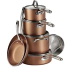 Tramontina 11-PIECE Metallic Copper Nonstick Cookware Set New Box. Price: $115.00.