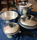 1940S Enterprise Pot & Pan Set Heirloom Cookware Aluminum Usa With Lables Ons New. Price: $297.49.