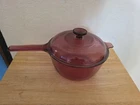 Visions Corning Cranberry Ware Glass Saucepan Lid 2.5L Used. Price: $29.99.