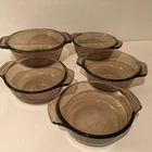 Four Lovenware 12OZ Casserole Dishes #1072 & One 20OZ #1036, Amber Used. Price: $16.75.