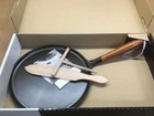 Staub Cast Iron 11-INCH Crepe Pan With Spreader & Spatula Matte Black Open. Price: $131.96.