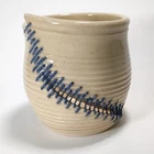 Stitched Ceramic Art Pot Signed Anna White 4" Sculpture Used. Price: $37.50.