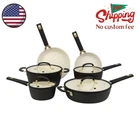 Striped 10-PIECE Nonstick Ceramic Cookware Set Black Kitchen Pots Pans New. Price: $69.00.
