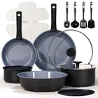 Carote 19PCS Ceramic Cookware Sets, And Gray, Pots Piece, Black/gray New. Price: $80.99.