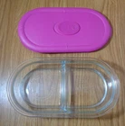 Pyrex Usa 8300 Divided 2 Cup Glass Dish Oven & Microwave Safe With Vented Lid Used. Price: $15.00.