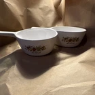 Corningware P-82-B 750 Ml Round Casserole W/ Handle White Floral Lot Of Used. Price: $18.00.