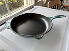 Perfect! Creuset Traditional Skillet 9" Enamel/cast Iron/ "caribbean" Blue Used. Price: $99.00.