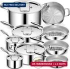 Umite Chef Stainless Steel Cookware Set, 5 Ply 14 Piece Pot And New. Price: $313.86.